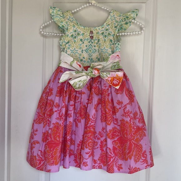 Hopscotch Designs Pink Orange Green Blue Floral Whimsical Dress 2T - Picture 4 of 10